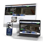 Computer monitor, phone and laptop screen with Genius website mock up