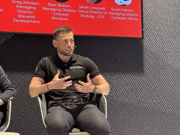 Stuart Dantzic, Caribbean Blinds MD talking on stage