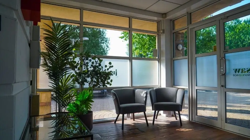 Reception area of serviced office space Weston-super-Mare at Jigsaw Workspace