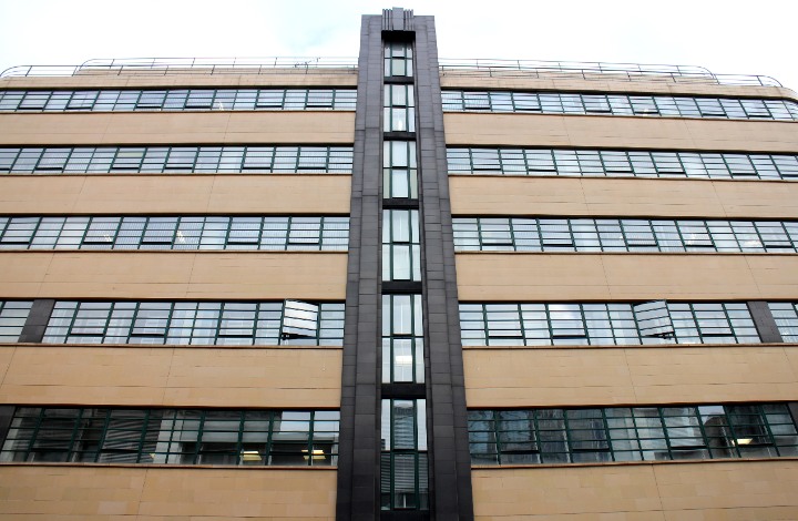 Ibex House Art Deco facade with ribbon windows and central vertical tower